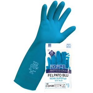 Guanti alimentari MPFB411 - in lattice felpato - taglia L - blu - Icoguanti - immagine 1