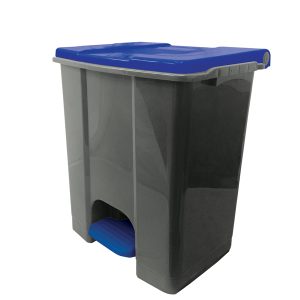 Contenitore mobile Ecoconti - a pedale - 60 L - plastica riciclata - grigio/blu - Medial International - immagine 1