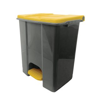 Contenitore mobile Ecoconti - a pedale - 60 L - plastica riciclata - grigio/giallo - Medial International - immagine 1