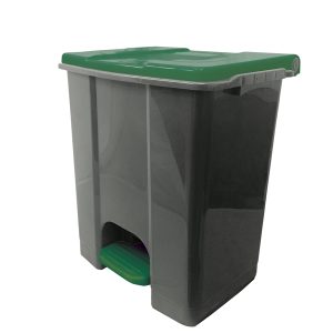 Contenitore mobile Ecoconti - a pedale - 60 L - plastica riciclata - grigio/verde - Medial International - immagine 1
