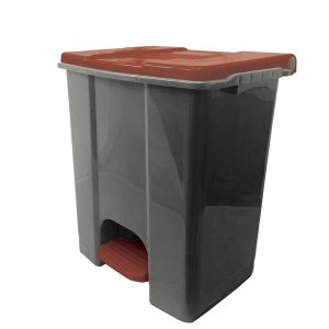 Contenitore mobile Ecoconti - a pedale - 60 L - plastica riciclata - grigio/marrone - Medial International - immagine 1