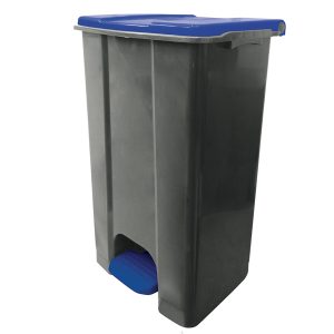 Contenitore mobile Ecoconti - a pedale - 80 L - plastica riciclata - grigio/blu - Medial International - immagine 1