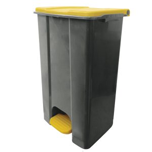 Contenitore mobile Ecoconti - a pedale - 80 L - plastica riciclata - grigio/giallo - Medial International - immagine 1