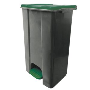 Contenitore mobile Ecoconti - a pedale - 80 L - plastica riciclata - grigio/verde - Medial International - immagine 1
