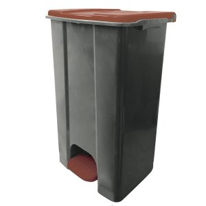 Contenitore mobile Ecoconti - a pedale - 80 L - plastica riciclata - grigio/marrone - Medial International - immagine 1