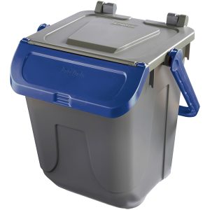 Contenitore portarifiuti Ecology - con sportello e maniglione - 25 L - grigio/blu - Mobil Plastic - immagine 1