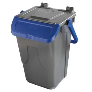 Contenitore portarifiuti Ecology - con sportello e maniglione - 35 L - grigio/blu - Mobil Plastic - immagine 1