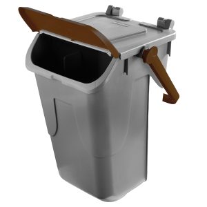 Contenitore portarifiuti Ecology - con sportello e maniglione - 35 L - grigio/bruno - Mobil Plastic - immagine 2