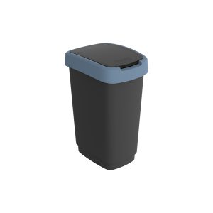 Pattumiera con coperchio basculante - 25 L - 33,3 x 25,2 x 47,6 cm - PPL - nero/blu - Rotho - immagine 1