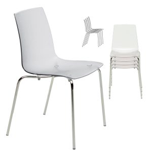 Sedia Aeterna - 48 x 53 x 82 cm - policarbonato - trasparente goffrata - Grandsoleil - conf. 4 pezzi - immagine 1