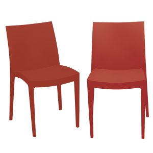 Sedia Venice - 51 x 49 x 80 cm - polipropilene - rosso - Grandsoleil - conf. 2 pezzi - immagine 1