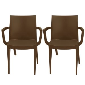 Sedia Venice - con braccioli - 59 x 51 x 80 cm - polipropilene - moka - Grandsoleil - conf. 2 pezzi - immagine 1
