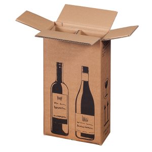 Scatola Wine Pack - 2 bottiglie - 20,4 x 10,8 x 36,8 cm - cartone doppia onda - avana - Bong Packaging - conf. 10 pezzi - immagine 2