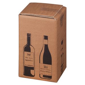 Scatola Wine Pack - 4 bottiglie - 21,2 x 20,4 x 36,8 cm - cartone doppia onda - avana - Bong Packaging - conf. 10 pezzi - immagine 1