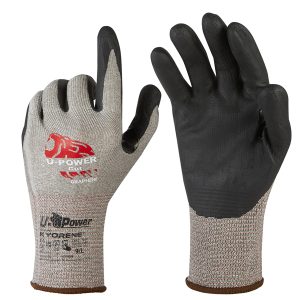 Guanti di protezione CUT - con polsino marrone - taglia 09 - grigio/nero - U-Power - immagine 1