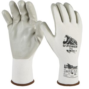Guanti di protezione FIT - con polsino marrone - taglia 09 - bianco/grigio - U-Power - immagine 1