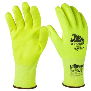 Guanti di protezione ICON - con polsino nero - taglia 10 - giallo fluo - U-Power - immagine 1
