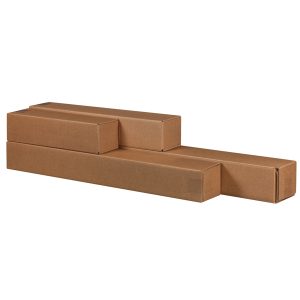 Scatola a tubo Square Box - chiusura a nastro - 10,5 x 10,5 x 87 cm - cartone microonda - avana - Bong Packaging - conf.10 pezzi - immagine 1