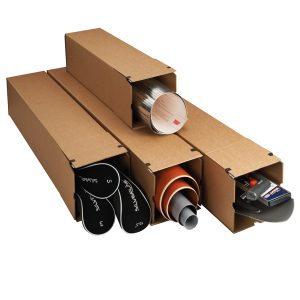 Scatola a tubo Square Box - chiusura strip - 10,5 x 10,5 x 71,5 cm - cartone microonda - avana - Bong Packaging - conf. 10 pezzi - immagine 2