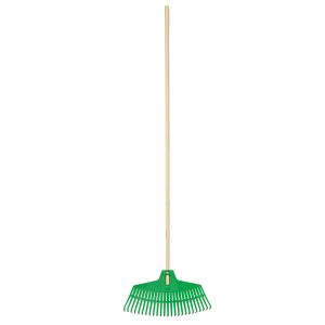Scopa 25 denti - per erba e foglie - con manico in legno - 47 x 165 cm - Verdemax - immagine 1