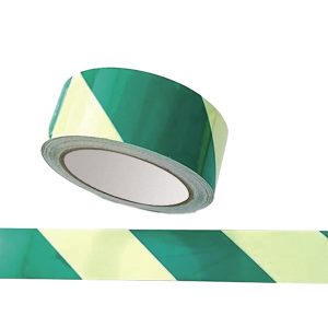 Nastro fotoluminescente adesivo - 4 cm x 10 m - giallo/strisce verdi - immagine 1