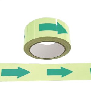 Nastro fotoluminescente adesivo - 4 cm x 10 m - giallo/frecce verdi - immagine 1