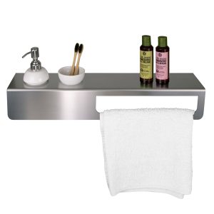 Mensola con portasalviette - 57 x 12 x 9 cm - acciaio inox - satinato - Laminart - immagine 1
