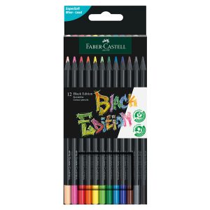 Matite colorate triangolare Black Edition - colori assortiti - Faber-Castell - conf.12 pezzi - immagine 1