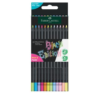 Matite triangolari Black Edition - pastel e neon - Faber-Castell - conf.12 pezzi - immagine 1