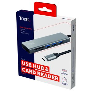 Hub USB-C veloce e lettore di schede - 3 porte - argento - Trust - immagine 5