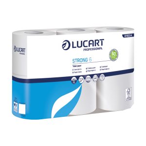 Carta igienica Strong 6 - 2 veli - 300 strappi - bianco - Lucart - pacco 6 rotoli - immagine 1
