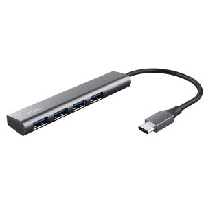 Hub Halyx - 4 porte - da USB-C a USB-A 3.2 Gen1 - alluminio - grigio - Trust - immagine 1