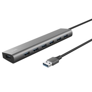 Hub Halyx - 7 porte - USB 3.2 Gen 1 - alluminio - grigio - Trust - immagine 1