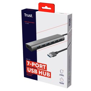 Hub Halyx - 7 porte - USB 3.2 Gen 1 - alluminio - grigio - Trust - immagine 4