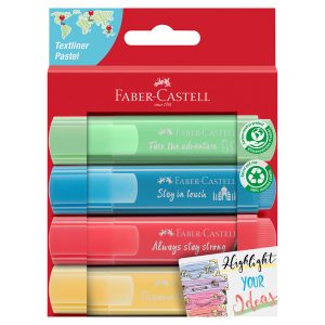 Evidenziatore Textliner 46 - colori assortiti pastel - Faber Castell - astuccio 4 pezzi - immagine 1