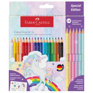 Astuccio 18 matite Colour Grip + 6 matite Sparkle - colori assortiti - Faber Castell - immagine 1