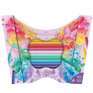 Astuccio Farfalla matite colorate Sparkle - colori assortiti - Faber Castell - conf. 20 pezzi - immagine 1