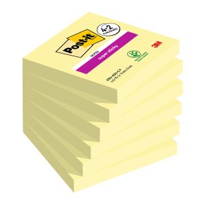 Blocco foglietti Post it® Super Sticky - 76 x 76 mm - 90 fogli - giallo canary - Post it® - conf. 6 blocchi - immagine 1