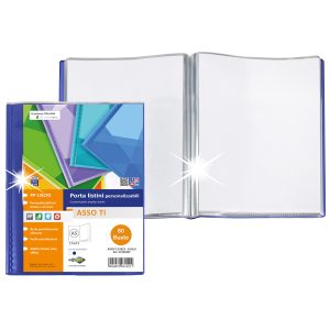 Portalistini Asso TI - personalizzabile - PP liscio - 15 x 21 cm - 80 buste -  blu - Sei Rota - immagine 1