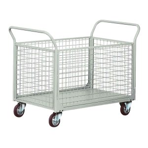 Carrello da lavoro - 4 sponde rete - laterali asportabili - 300 kg - grigio - Tecnotelai - immagine 1