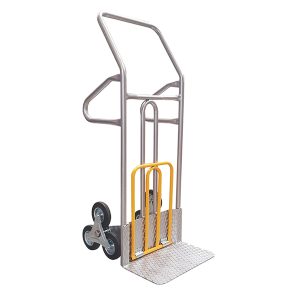 Carrello saliscale - 50 x 40 x 132 cm - max 280 kg - acciaio - grigio/giallo - Tecnotelai - immagine 1