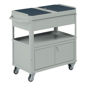 Carrello da lavoro - 2 vasche da 80 x 45 cm - con baule e portattrezzi - 92 x 47,8 x 87,5 cm - grigio - Tecnotelai - immagine 1