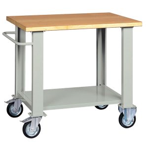 Banco da lavoro - con ruote - 100 x 75 x 90 cm - grigio/legno - Tecnotelai - immagine 1