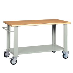 Banco da lavoro - con ruote - 150 x 75 x 90 cm - grigio/legno - Tecnotelai - immagine 1