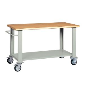Banco da lavoro - con ruote - 200 x 75 x 90 cm - grigio/legno - Tecnotelai - immagine 1