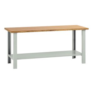 Banco da lavoro - senza cassetti - 200 x 75 x 90 cm - grigio/legno - Tecnotelai - immagine 1