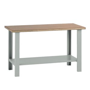 Banco da lavoro - senza cassetti - 150 x 75 x 90 cm - grigio/legno - Tecnotelai - immagine 1