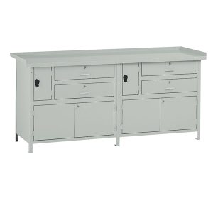 Banco da lavoro - con 4 cassetti e 2 vano - 200 x 67 x 90 cm - grigio - Tecnotelai - immagine 1