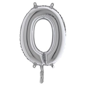Palloncino - numero 0 - H 36 cm - mylar - argento - Big party - immagine 1