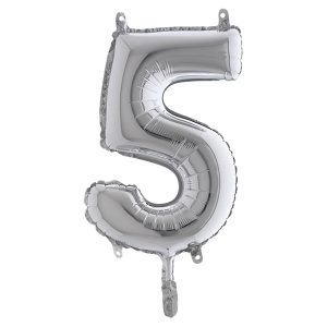 Palloncino - numero 5 - H 36 cm - mylar - argento - Big party - immagine 1